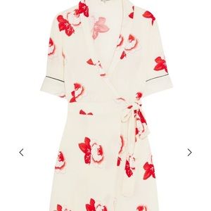 GANNI Floral Print Crepe De Chine Wrap Dress